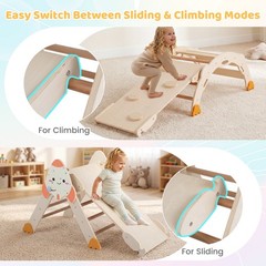 Climbing Toy Set w/ Arch, Foldable Ladder & Wooden Indoor Playground Jungle Gym