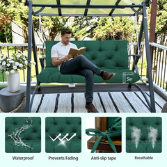 Porch Swing Cushions 60X40 Inch, 5″ Extra Thick Waterproof Outdoor Swing Seat Cu