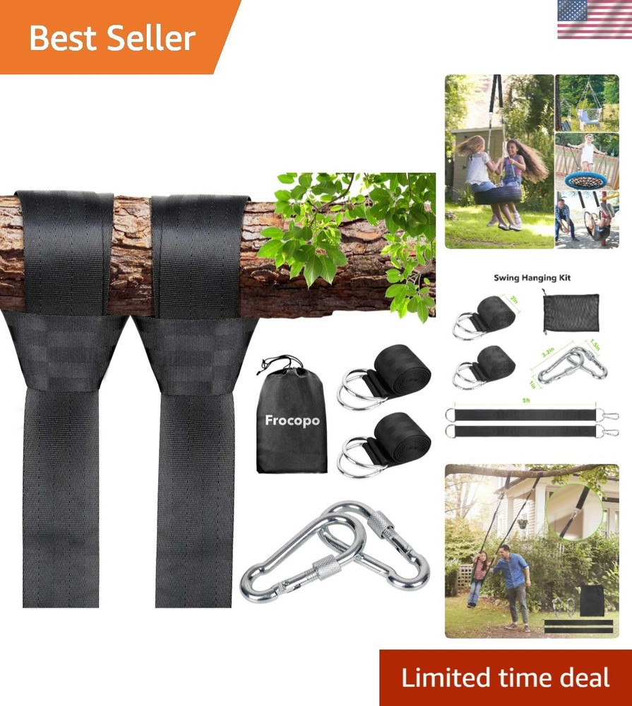Versatile Tree Swing Kit: 5FT Straps, 2200LB Capacity, Ideal for Camping & Home