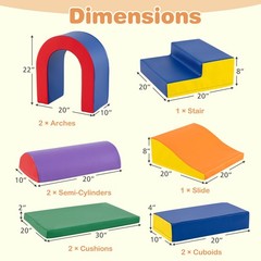 10-Piece Foam Climbing Blocks Soft PU Leather Play Gym for Crawling and Sliding