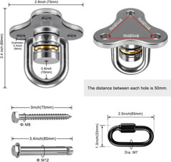 SELEWARE Heavy Duty Swing Hanger Bearing Swivel Hook, 360 Swivel with Carabiner,