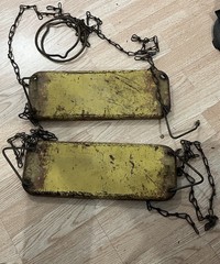 2 1960s Vtg Yellow Metal Flat Swing Seat w/original chain industrial decor