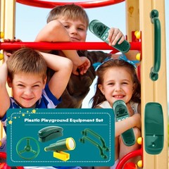5 Pack Kids Playground Accessories Set Swingset Steering Wheel Plastic Telesc…