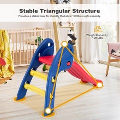 2-Step Children Folding Slide Plastic Fun Toy Sturdy Kids Indoor Outdoor Playset