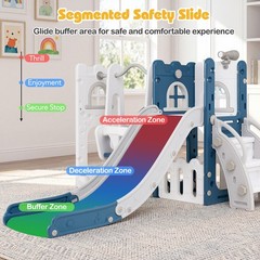 7 in 1 L-shaped Toddle Swing and Slide Set w/Swing Basketball Hoop & Telescope