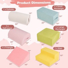 6 Pcs Toddler Climbing Blocks with Handles Chenille Fabric Cover Corner Play Gym