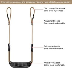 Plastic Swing Seat, Non Slip Tree Swing Set with Adjustable Rope and 4 Carabi…
