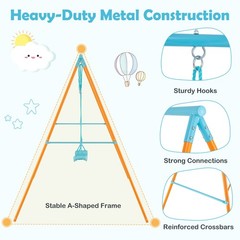 Toddler Swing Heavy Duty Metal Swing Set with A Frame Adjustable Ropes