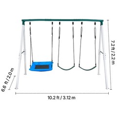Uimoso Outdoor Swing Set with 3 Seats and A-Frame Stand for Backyard Fun
