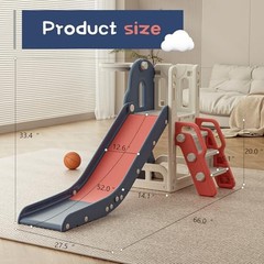 Toddler Slide,Kids Climber Slide with Storage Space and Non-Slip Red