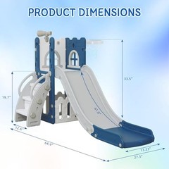 LulliSpace 6 in 1 Toddler Slide,Kids Climber Slider for Indoor Outdoor Blue