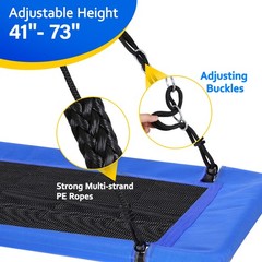 60″ Rectangle Platform Tree Swing for Kids and Adults Waterproof 2 Hanging Strap