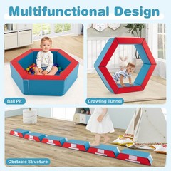 3 PCS Baby Foam Climbing Blocks w/Ball Pit Triangle Stair 100 Ocean Balls