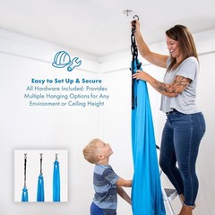Sensory Swing for Kids & Adults – Holds 300lbs, Indoor Outdoor 110″ Swing Blue