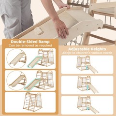8-in-1 Jungle Gym w/Slide, Monkey Bar, Swing, Rope Ladder, Resting Platform, Net