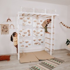 Climbing Monkey Bars Kids White Wooden Jungle Gym Monkey Bar Climber Indoor Home