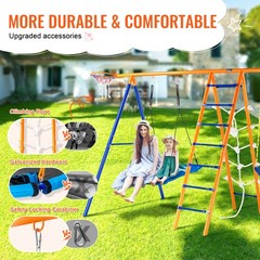 Uimoso Swing Sets for Backyard 6 in 1 Swing Set 440lbs Capacity Metal Swingset
