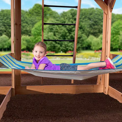 Caribbean Adventure Playground Set with Slide, Rockwall & Swing Bench