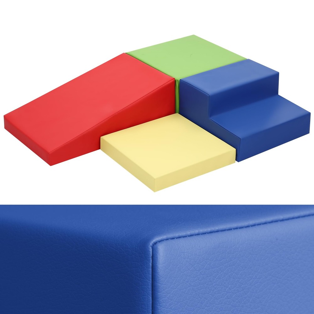 4-Piece PU Leather Baby Foam Climbing Blocks for Toddlers – Soft Play Climbin…