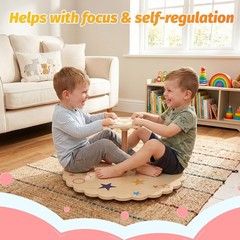 Wooden Spinner Seat, Large Spinner Seat for Kids & 2 Riders, Heavy Duty 250lb