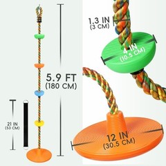 Tree Swing for Kids Rope Swing for Tree Climbing Rope Orange Disc Swing Seat
