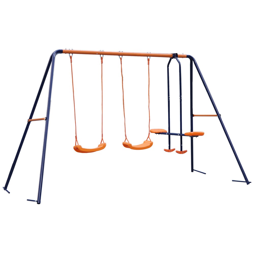 3 in 1 Garden Swing Set with Seesaw Children Kids Swing Set for Backyard