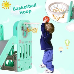 Toddler Slide, Indoor Slide Climber Set for Kids with Storage & Basketball Hoop