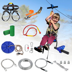 Zipline for Kids and Adult, Zip Line Kits for Backyard with Stainless Steel Spri