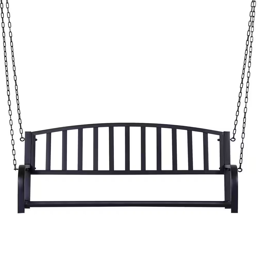 50 In.Seats 2-People Steel Patio Swing with Sturdy Chains, for Backyard, Deck, 5