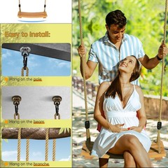 Wooden Tree Swings Tree Swing for Adults Children Kid’s Wood Swing Seat with …