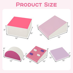 Climbing Toys for Toddlers, 6 Pieces Baby Foam Blocks Soft Play Set with PU Leat