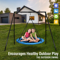 40in Saucer Tree Swing Set Swivel and Heavy Duty Metal A Frame 440lbs Capacity