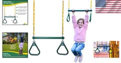 Heavy-Duty 20″ Trapeze Bar Combo with Pinch-Free Gymnastic Rings for Kids