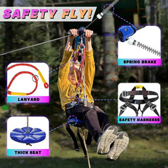 Zipline for Kids and Adult, Zip Line Kits for Backyard with Stainless Steel Spri