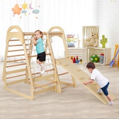 Kid’s Climbing Toy w/ Slide Climbing Net Climbing Rock Removable Tent