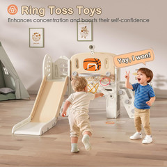9 in 1 Toddler Slide Set, Baby Slide for Toddlers 1-3 with Ring Toss and Basketb