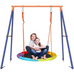 Pre-Owned Saucer Swing with Stand Kids Outdoor Heavy-Duty Metal Frame Backyard