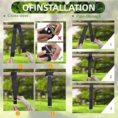 Tree Swing Hanging Straps Kit 10FT, Heavy Duty Safer Lock 10FT – 2P Black