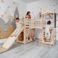 Large Playground Climber Kids Indoor Wooden Playhouse Montessori Climbing Set