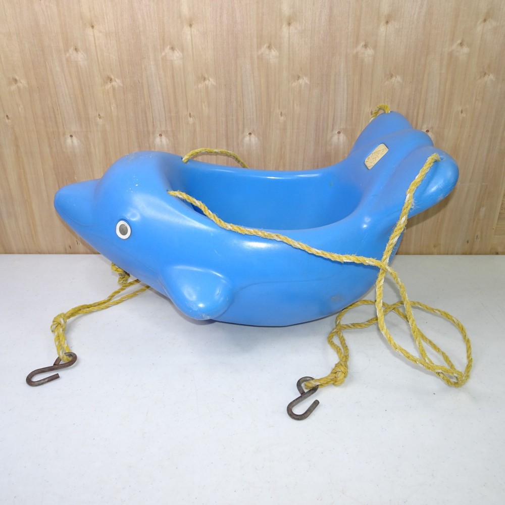 Vintage Step 2 Baby Toddler Blue Dolphin Outdoor Swing Made In USA