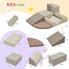 7-Piece Kids Indoor Climbing Foam Toys,Soft PU Toddler Crawl Activity Play Set