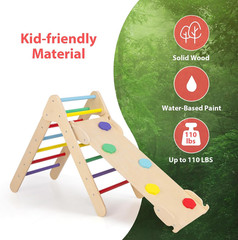 Pikler Triangle Set 3 in 1 Climbing Toys for Toddlers Wood Montessori Baby Jungl
