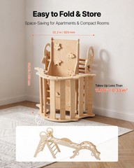 VEVOR Pikler Triangle Set 9-in-1 Toddler Climbing Toys with Wooden Cars Wood