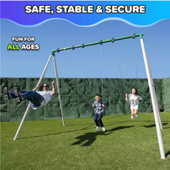 Everest Metal Swing Set Kids outdoor swing set with 3 swing seats for up to 3-ch