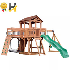 Backyard Discovery Sterling Point Outdoor Playground Set W/ Elevated Clubhouse,