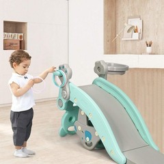 Versatile 5 in 1 Kids Slide with Basketball Hoop & Detachable Stool