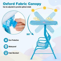 Honey Joy Kids Patio Swing 2-Seater Outdoor Porch Lounge Chair Canopy Flamingo