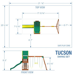 Backyard Playground Cedar Wooden Swing Set Kids Play Outdoor Fun with 8 Ft Slide