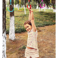 2-Pack Ninja Rings Obstacle Course Swing Set, Red Plastic Rings with Carabiner,
