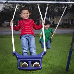 Galvanized Steel Free N’ Swing Play Set with Slide & See-Saw – 7 Child Capacity